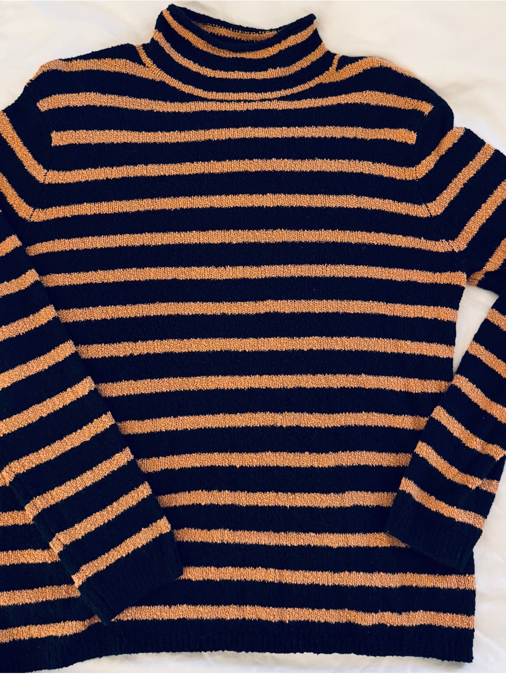 J. Crew Stripe Turtleneck Sweater in Black and Tan